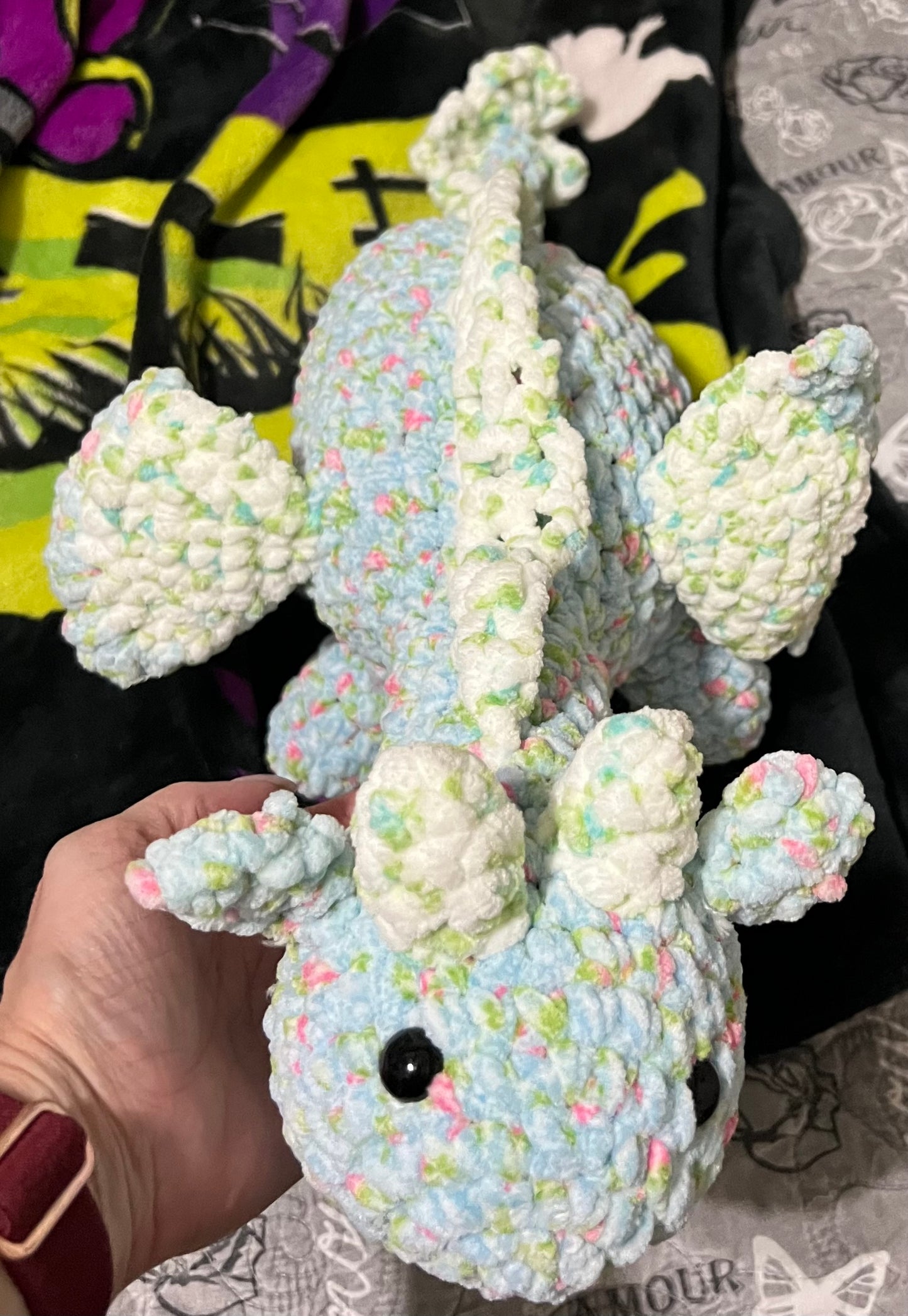Blue the crochet dragon